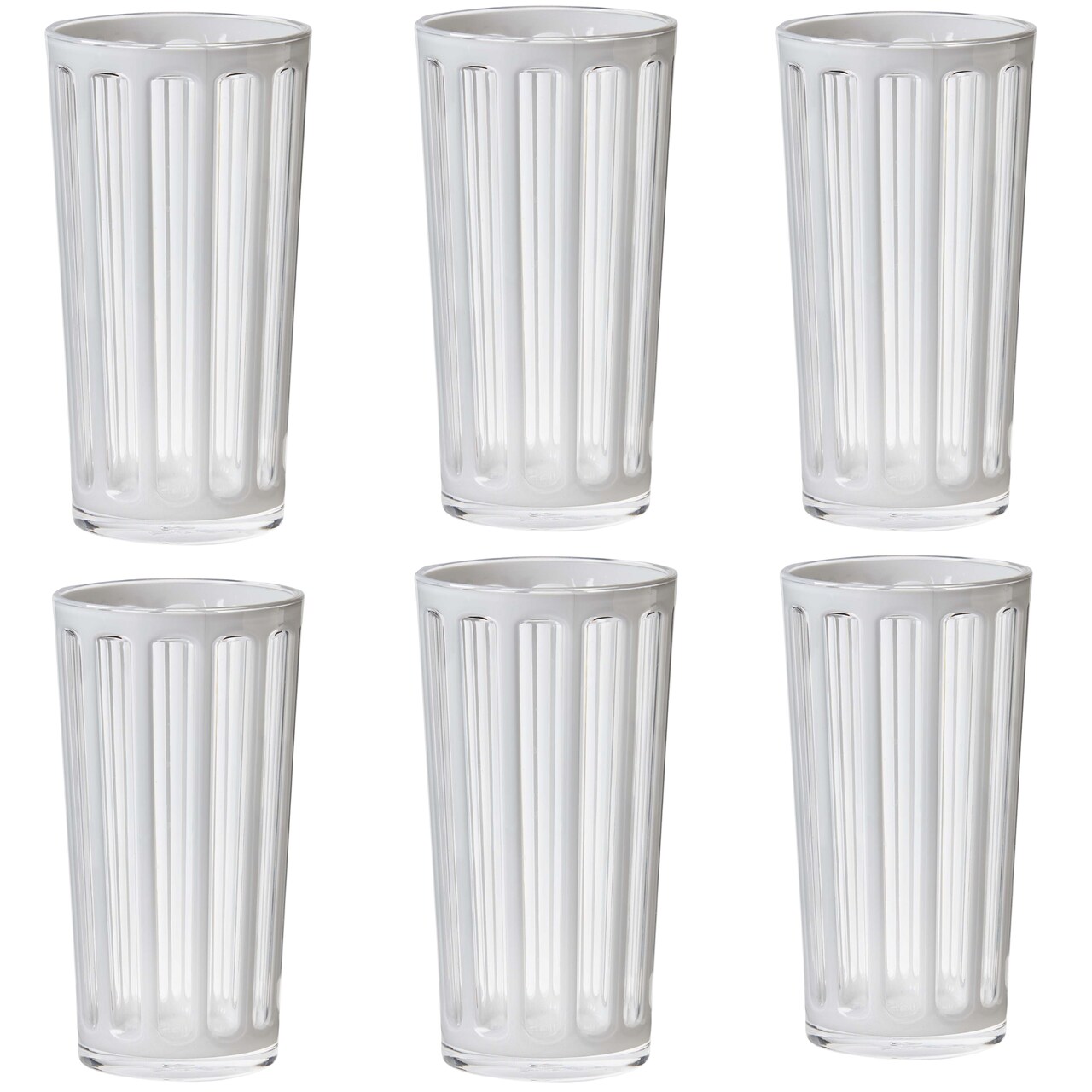 Villa 22 oz White Acrylic Tumbler BPA-Free, Dishwasher Safe, Durable Drinkware Set of 6